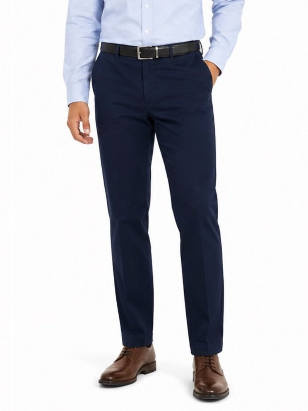 Nautica Mens Pants Size 36x32 Navy Blue Dress Chino Trousers Flat Front Rigger